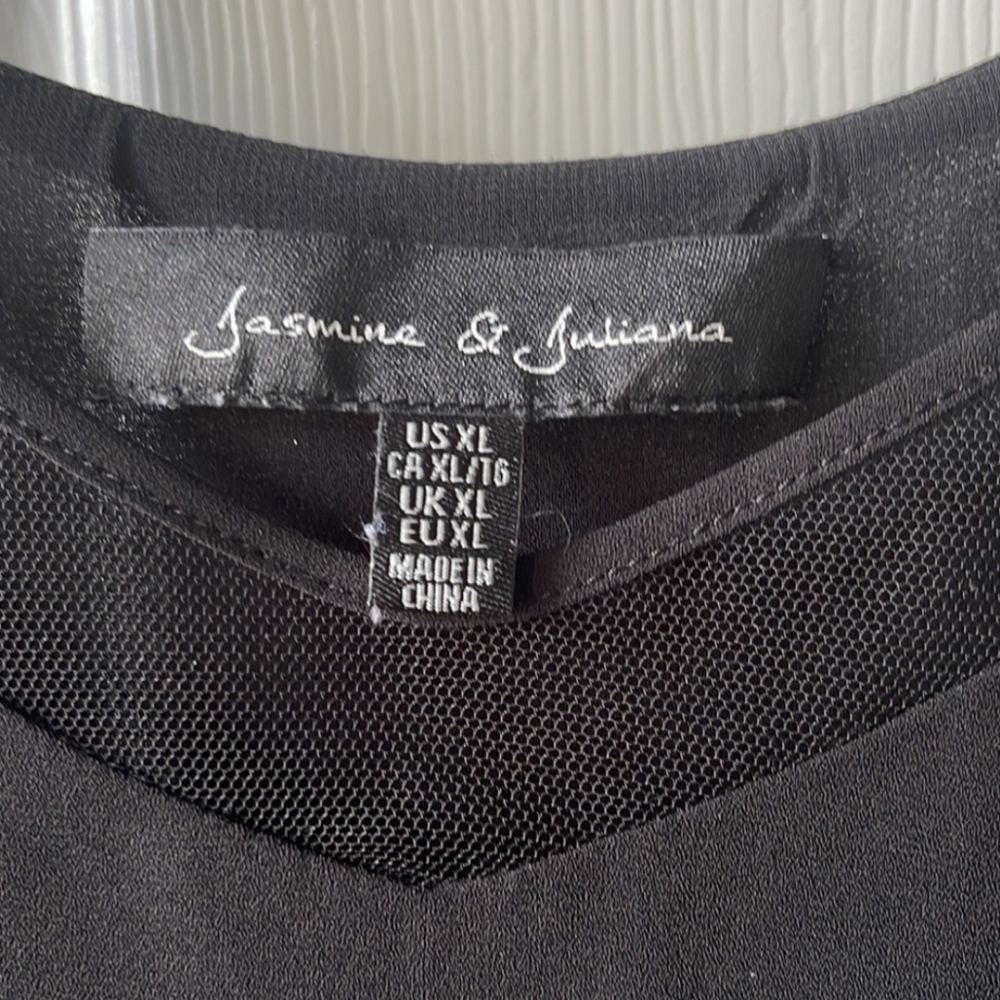 🕷️🖤🕷️ Fabulous Onyx Black Solid & Sexy Mesh Camisole Tank Top Blouse - XL - Picture 9 of 11
